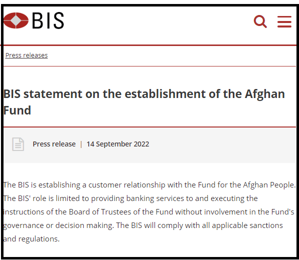 د امريکا لخوا د افغانستان کنګل شوې شتمنۍ ٣٫٥ميليارده ډالر سويس کې نړيوال مجرايي بانک ته سپارل