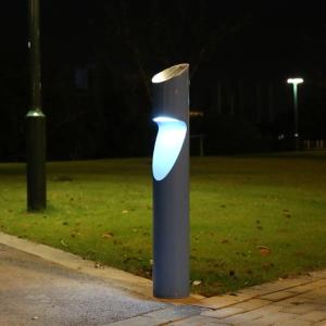 Solar Bollard Automatic Rechargeable Modern Stylish LED Polished Outdoor Waterproof Aluminum Pedestal Tempered Glass  Lamp - Walkway Path way Garden Lawn Landscape - Light A