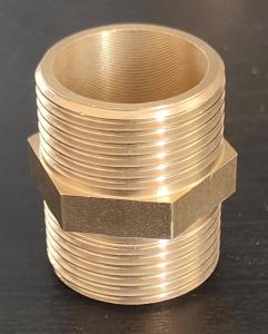 3/4"x3/4" Brass Pipe Fitting, Hex Nipple, Male Pipe Adaptor