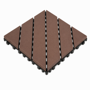 WPC Square Outdoor Garden Landscape Terrace, Balcony &amp; Pergola Slat Deck Floor Easy Interlocking Click Decking Tiles, Six Square Puzzle Wood Grain