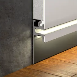 Shadow Gap Hidden Concealed Skirting Baseboard Aluminum Profile Modern Minimalist Gypsum Plaster Drywall Architectural Skirting Wall Ceiling Flush Double Line LED Strip Light Diffused