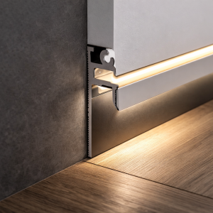 Shadow Gap Hidden Concealed Skirting Baseboard Aluminum Profile Modern Minimalist Gypsum Plaster Drywall Architectural Skirting Wall Ceiling Flush Double Line LED Strip Light Diffused