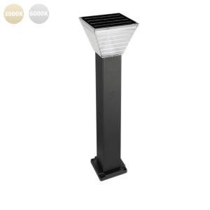 60cm Solar Bollard Automatic Rechargeable Modern Stylish LED Polished Outdoor Waterproof Aluminum Pedestal Lamp - Walkway Path way Garden Lawn Landscape - Warm White 3000K &amp; Cool Natural White 6000K