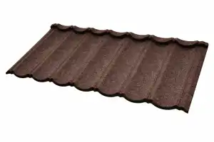 Stone Coated Stainless Steel Metal Sheet Roofing Tiles Husk Brown