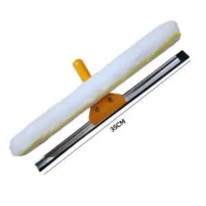 Liwal 2-in-1 Solar Panel Cleaning Brush Head Microfiber Rubber Wiper Tool for Solar Panels, Glass, and Windows