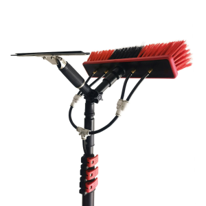 Liwal LB2-1 Manual Solar Panel Cleaning and Windows Cleaning Brush,  Wiper and Mop Aluminum Alloy handle 34.5FT/10.5m, Water feed  Brush 35cm wide.